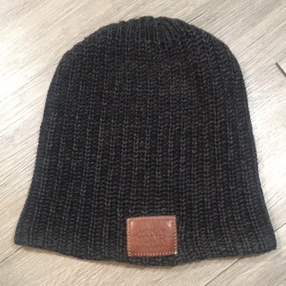 Love Your Melon Charcoal Gray “Beanie” with Leather Patch Beanie - Picture 5 of 7